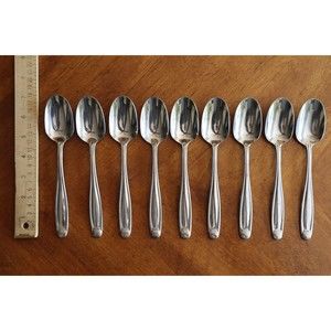 Lot 9x Table Spoon Oneida Alexandria 18/0 China Stainless Glossy Flatware 7"